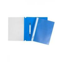 Папка-скоросшиватель пластиковая "Hatber", А4, 140/180мкм, прозрачный верх, синяя
