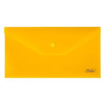 Папка-конверт пластиковая "Hatber", C6, 224x119мм, 180мкм, жёлтая