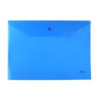 Папка-конверт пластиковая "Hatber", А4, 180мкм, на кнопке, синяя