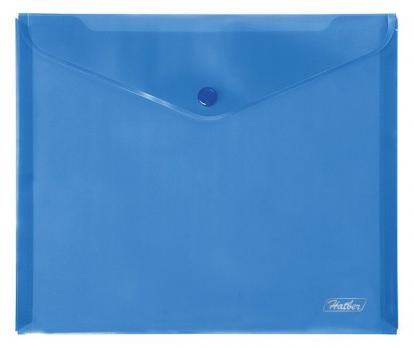 Папка-конверт пластиковая "Hatber", А5, 180мкм, на кнопке,  синяя