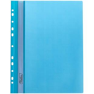Папка-скоросшиватель пластиковая "Hatber", А4, 140/180мкм, перфорация, прозрачный верх, голубая