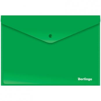 Папка-конверт на кнопке Berlingo, А4, 0,18 мм, зеленая