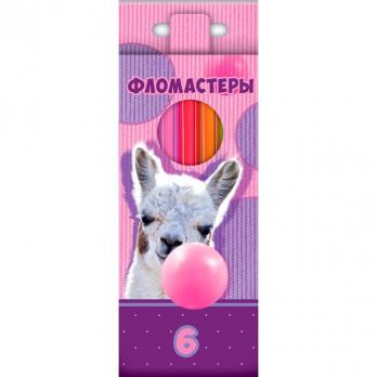Фломастеры "Hatber VK", 6 цветов, серия "Альпака", в картонной упаковке