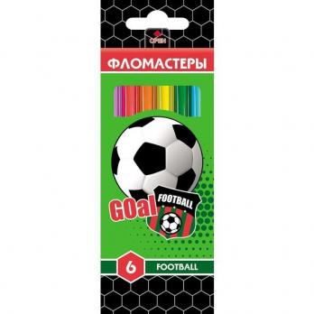 Фломастеры "Hatber VK", 6 цветов, серия "Football", в картонной упаковке