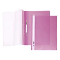 Папка-скоросшиватель пластиковая "Hatber", А4, 140/180мкм, прозрачный верх, розовая
