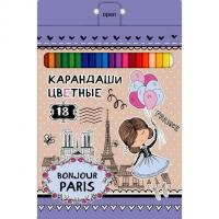 Карандаши "Hatber VK", 18 цветов, серия "Bonjour Paris", в картонной упаковке