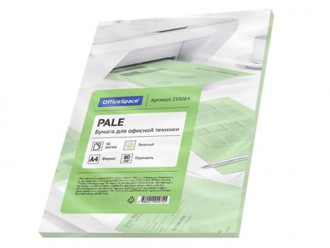 Бумага цветная OfficeSpace Pale, А4, 80 г/кв.м., 50 л., зеленая
