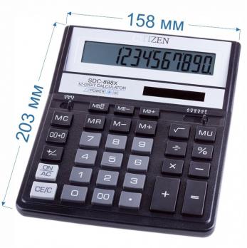 Калькулятор настольный Citizen SDC-888XBK 12-разрядный 203x158x31мм, черный