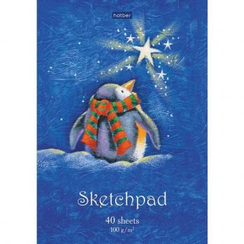 Блокнот-SketchPad "Hatber Premium", 40л, А5, без линовки, отрывная склейка, серия "Из жизни пингвинов"