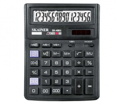 Калькулятор настольный SKAINER "486II" 16 разрядный черный