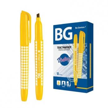 Текстовыделитель "BG Vintage", 1-4мм, клиновидный наконечник, жёлтый