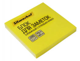 Клейкие листки Silverhof 76х76 мм, желтый неон, 100 листов_0