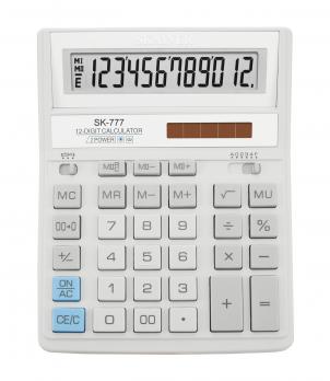 Калькулятор настольный SKAINER "777XWH" 12 разрядный белый
