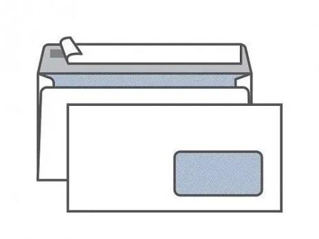 Конверт Е65 KurtStrip (110х220 мм)белый, удаляемая лента, внутренняя запечатка, правое окно 45х90 мм