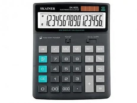 Калькулятор настольный SKAINER "900L" 16 разрядный серый
