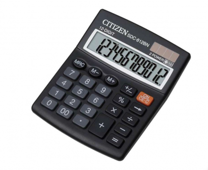 Калькулятор настольный CITIZEN "SDC-812В" 12-разрядный черный