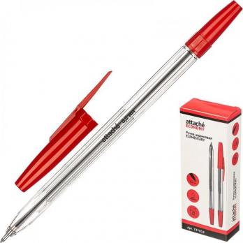 Ручка шариковая Attache Economy Elementary 0,5 мм, прозрачный корпус, красный