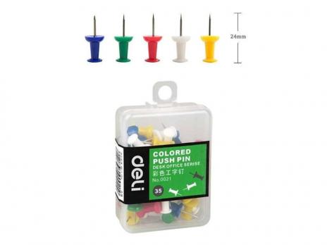 Гвоздики для доски DELI, цветные, 35 штук в пластиковой коробочке