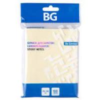 Бумага для заметок "BG", 76x102мм, 100л, жёлтая, клеевой край, в пакете