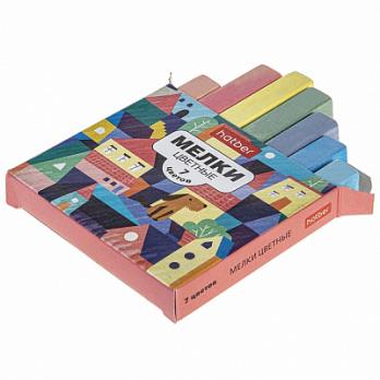 Мелки "Hatber", 7 цветов, серия "Городок", 7шт в картонной упаковке
