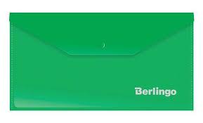 Папка-конверт на кнопке Berlingo, C6, 180 мкм, зеленая