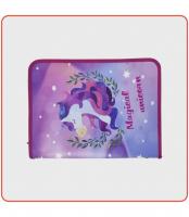 Папка для труда А4,молния вокруг, печать на пластике, RIDE A UNICORN