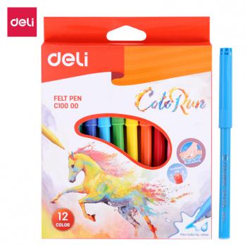 Фломастеры Deli "ColoRun", 12 цветов, картон