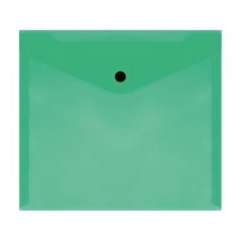 Папка-конверт на кнопке СТАММ, А5+, 150 мкм, прозрачная, зеленая