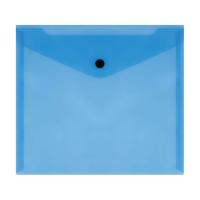 Папка-конверт на кнопке СТАММ, А5+, 150 мкм, прозрачная, синяя