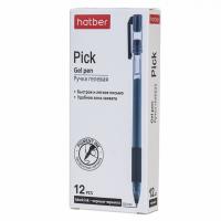 Ручка гелевая "Hatber Pick", 0,5мм, чёрная, резиновый грип, матовый полупрозрачный корпус