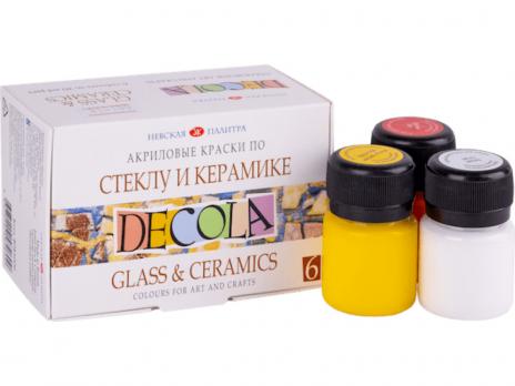 Краски акриловые ЗХК "Decola" художественные, по стеклу и керамике, 6 цветов по 20 мл., картон