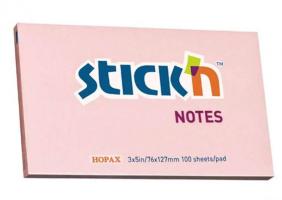 Клейкие листки STICK`N 76 х 127 мм, розовые, 100 листов