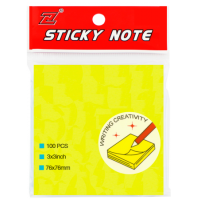 Клейкие листики "Sticky" 76 х 76 мм, неон-желтый, 100 листов