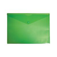 Папка-конверт на кнопке БЮРОКРАТ, А4, 0,15 мм, зеленая