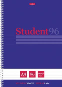 Тетрадь "Hatber", 96л, А4, линия, ламинация, тиснение, на спирали, серия "Студенту - Синяя"