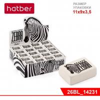 Ластик из натурального каучука Hatber Zebra" 26х18х8 мм, прямоугольный, белый